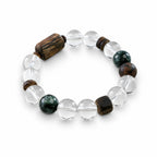 Agarwood, Clear Quartz and Green Dragon Stone bracelet