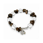 Handcrafted agarwood and clear quartz bracelet with 10mm beads