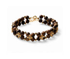 Golden Blossom Agarwood bracelet for women with floral details