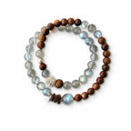 Lunar Mist Agarwood and Gray Moonstone bracelet for women
