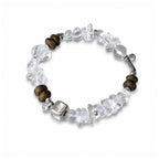 Silver Leaf Clear Quartz, Agarwood and sterling silver bracelet