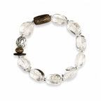 Clear quartz bracelet for women with Agarwood and S925 sterling silver lotus detail
