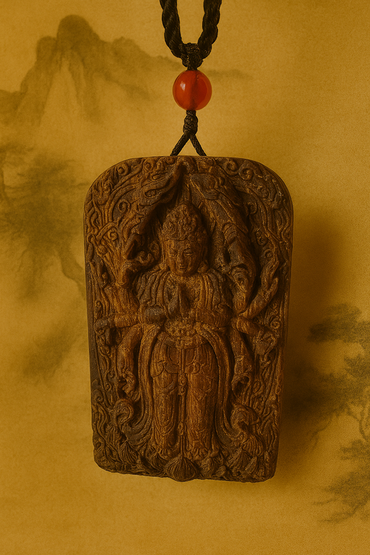 Guanyin Protection Pendant - Agarwood