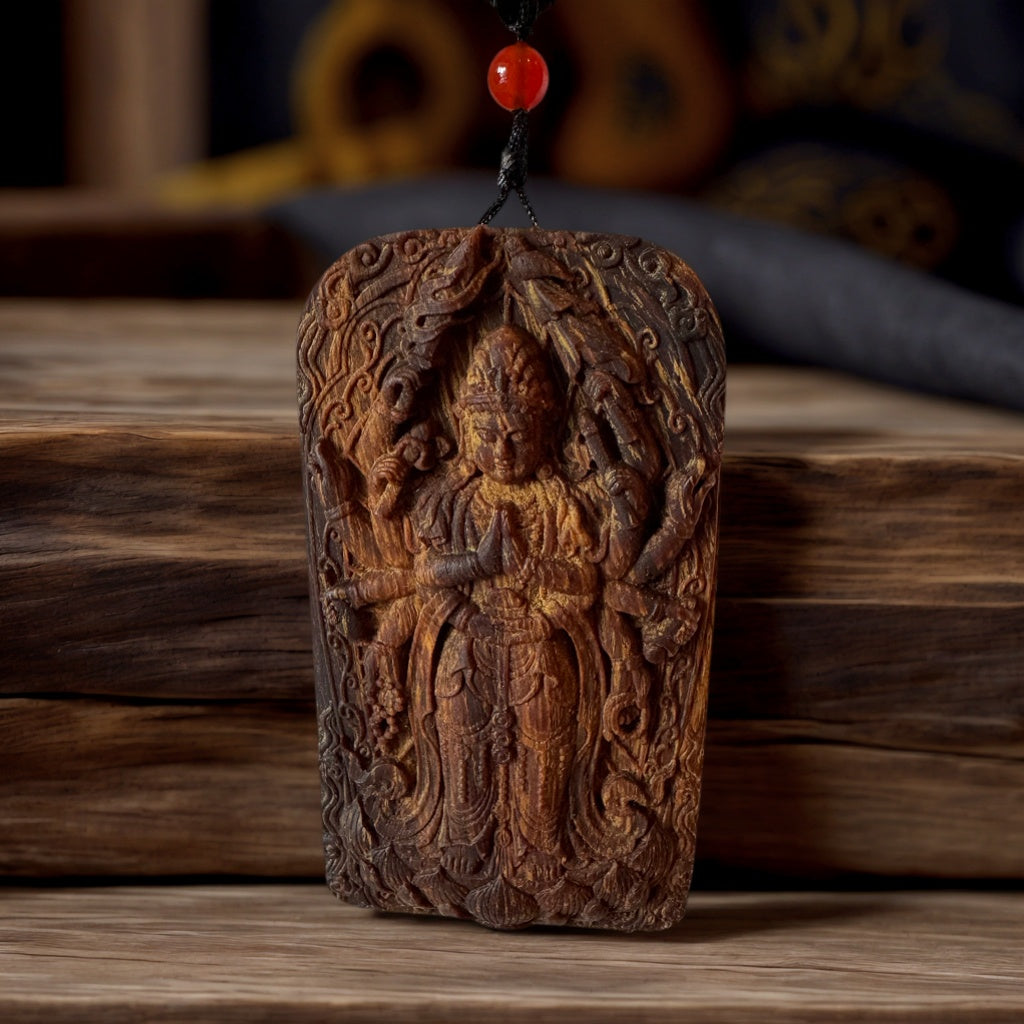 Guanyin Protection Pendant - Agarwood