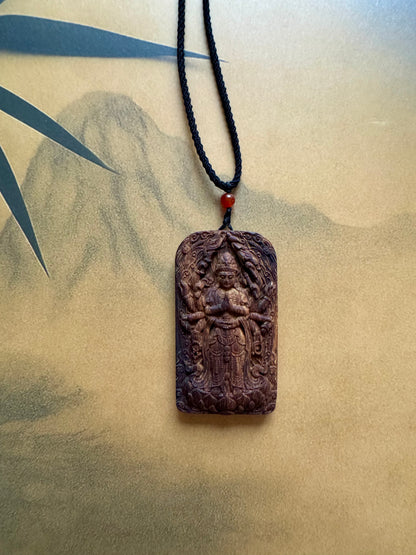 Guanyin Protection Pendant - Agarwood